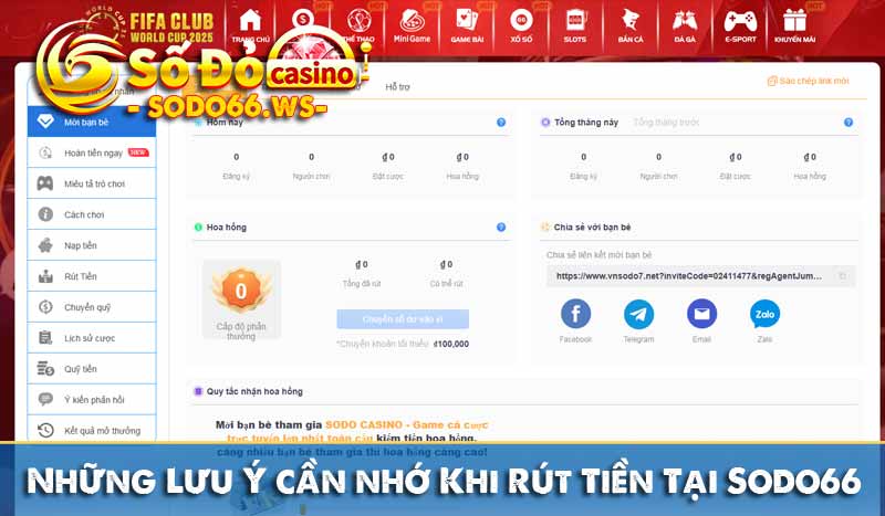 Những Lưu Ý Quan Trọng Khi Rút Tiền Tại Sodo66